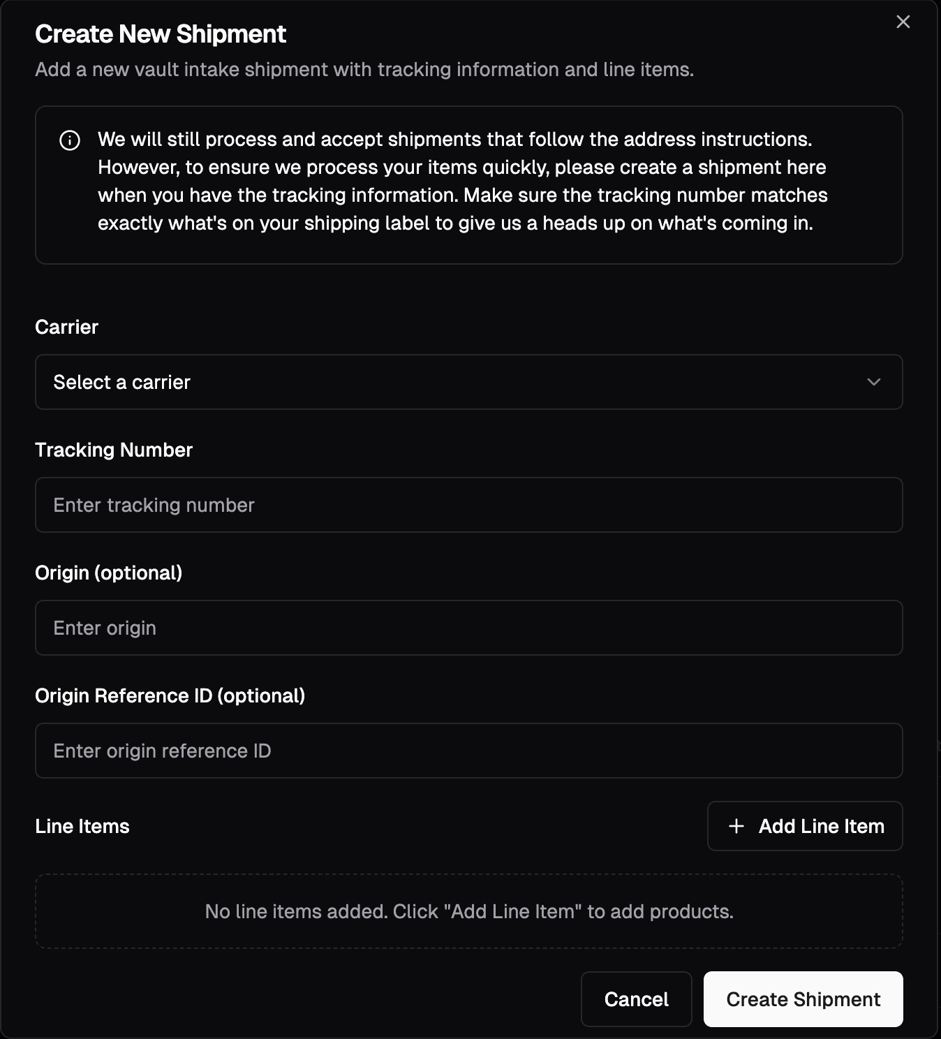 Vault Shipping
